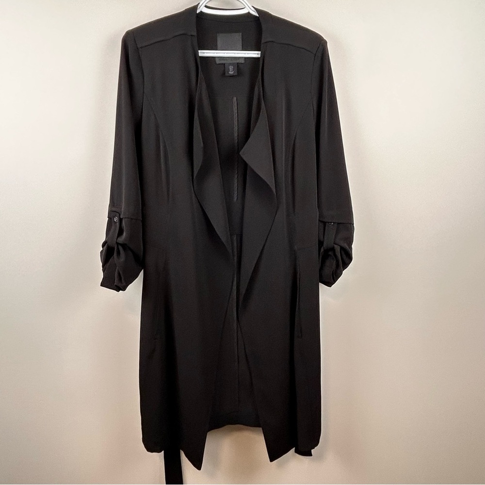 Maison Cinqcent Lightweight Trench style Coat Black small drape coat minimalist